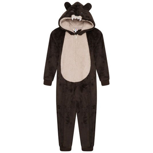 Nifty Kids Bear Fleece Onesie - Brown