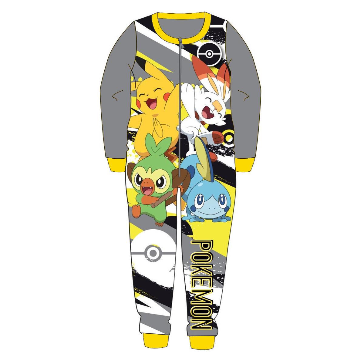 Kids Pokemon Fleece Onesie - Yellow/Grey