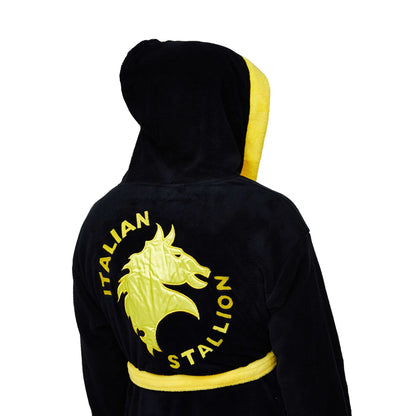 Rocky Mens Fleece Robe - Black/Yellow
