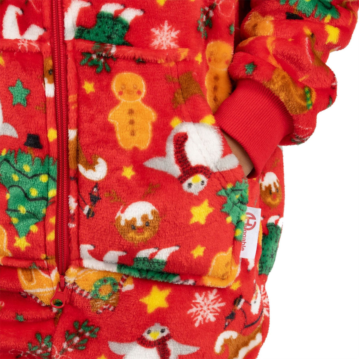 Huggable Hoodie Unisex Kids Christmas Fleece Onesie - Red Huggable Hoodie