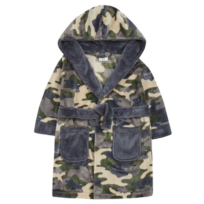 Minikidz Kids Camo Hooded Fleece Robe