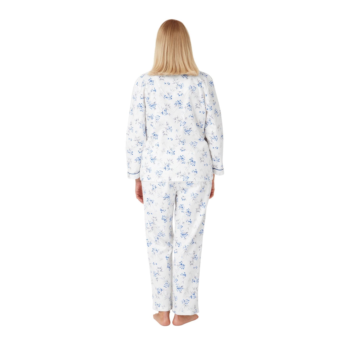 Marlon Womens Floral Brushed Cotton Pyjama Set - Blue