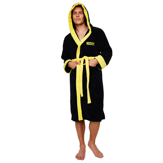 Rocky Mens Fleece Robe - Black/Yellow