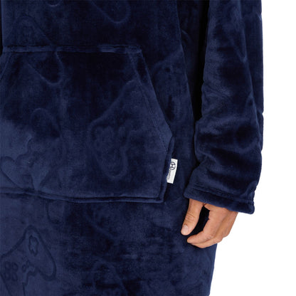 Huggable Hoodie Mens Embossed Gamer Fleece Oversized Hoodie - Navy Huggable Hoodie