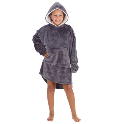 Huggable Hoodie Kids Fleece Oversized Embossed Hoodie - Football