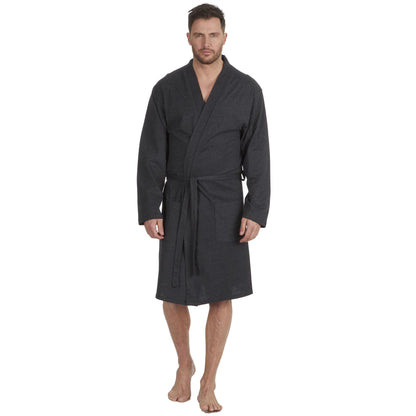 Momentii Mens Jersey Kimono Robe - Charcoal Marl