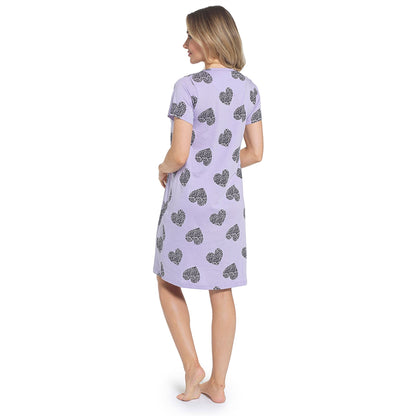 Follow That Dream Womens Heart Print Nightie - Lavender