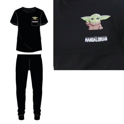 Mens Mandalorian Yoda Pyjamas - Black