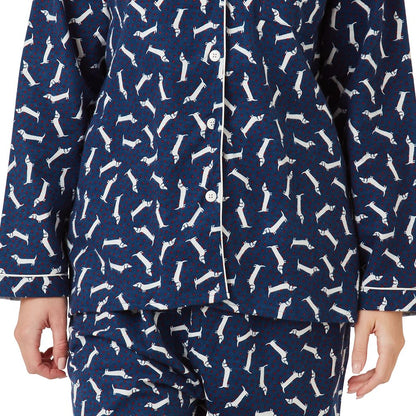 Indigo Sky Womens Dog Print Brushed Cotton Pyjamas - Navy