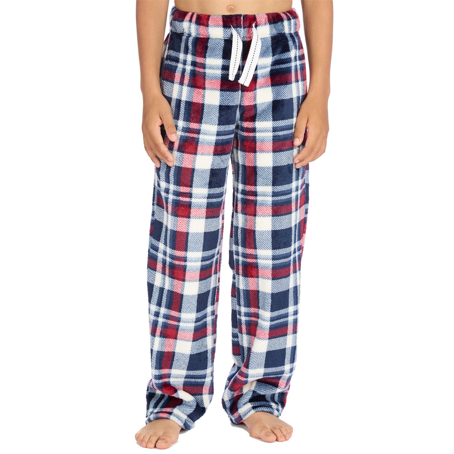 Cargo Bay Boys Fleece Lounge Pants - Burgundy Check