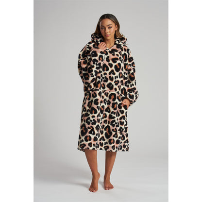 Loungeable Womens Leopard Fleece Snuggle Hoodie