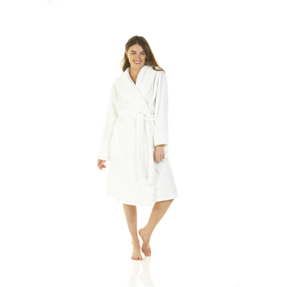 Wysteria Lane Womens Cut-Out Shawl Collar Fleece Robe - Ivory