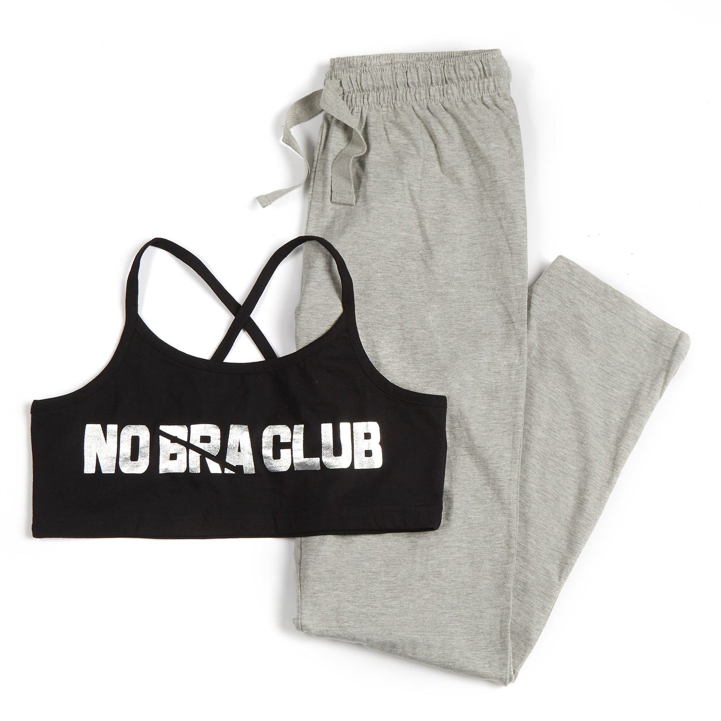 Forever Dreaming Womens 'No Bra Club' Bralette/Lounge Pant - Black/Grey