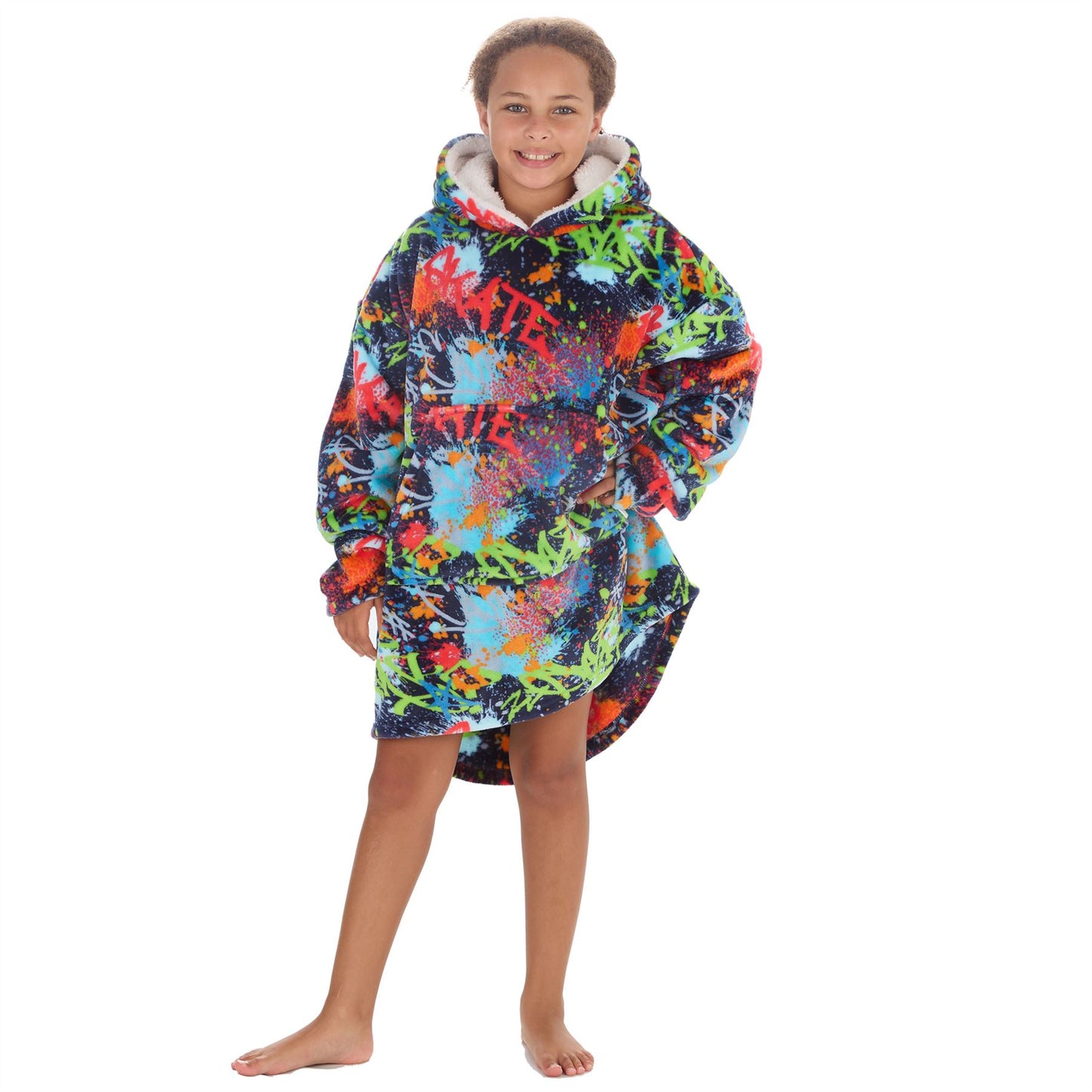 Huggable Hoodie Kids Fleece Oversized Hoodie - Graffiti