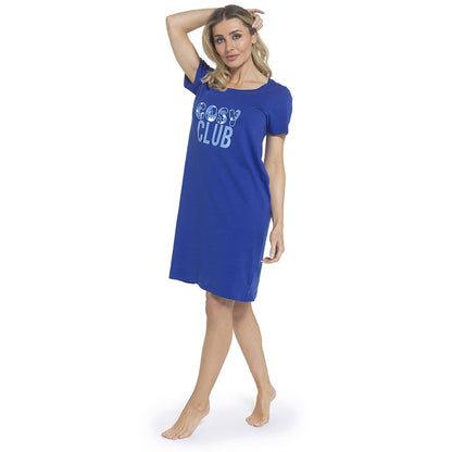 Follow That Dream Womens 'Cosy Club' Nightie - Blue