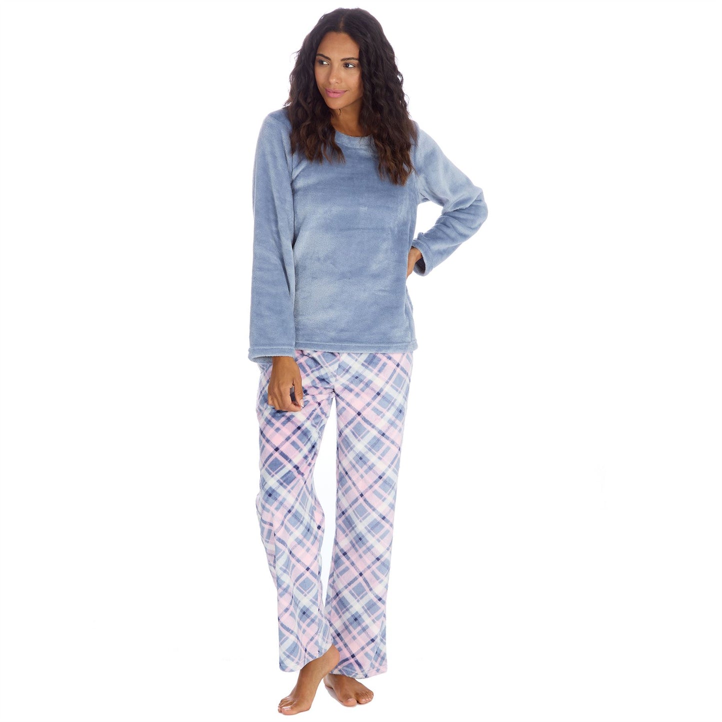 Forever Dreaming Womens Fleece Pyjamas - Diagonal Check
