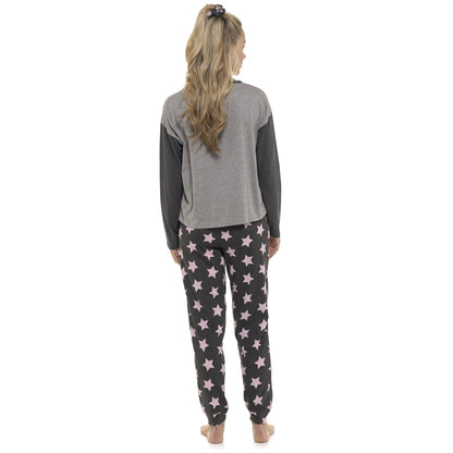 Follow That Dream Womens Varsity Star Print Pyjamas - Grey