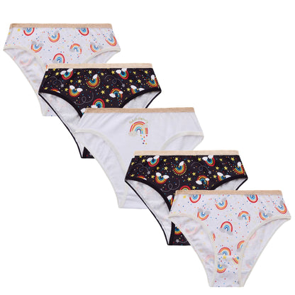 4Kidz Girls Briefs 5 Pack - Rainbows (7-13 Years)