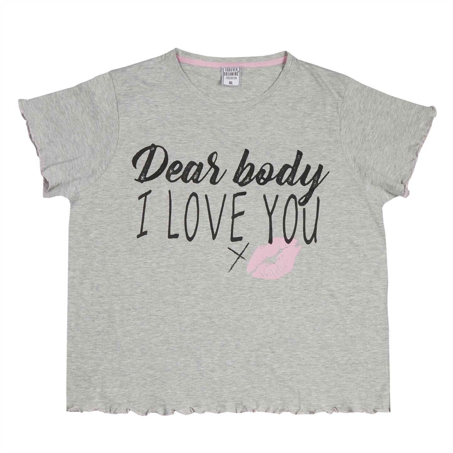 Forever Dreaming Womens 'Dear Body I Love You' Pyjama Set - Grey