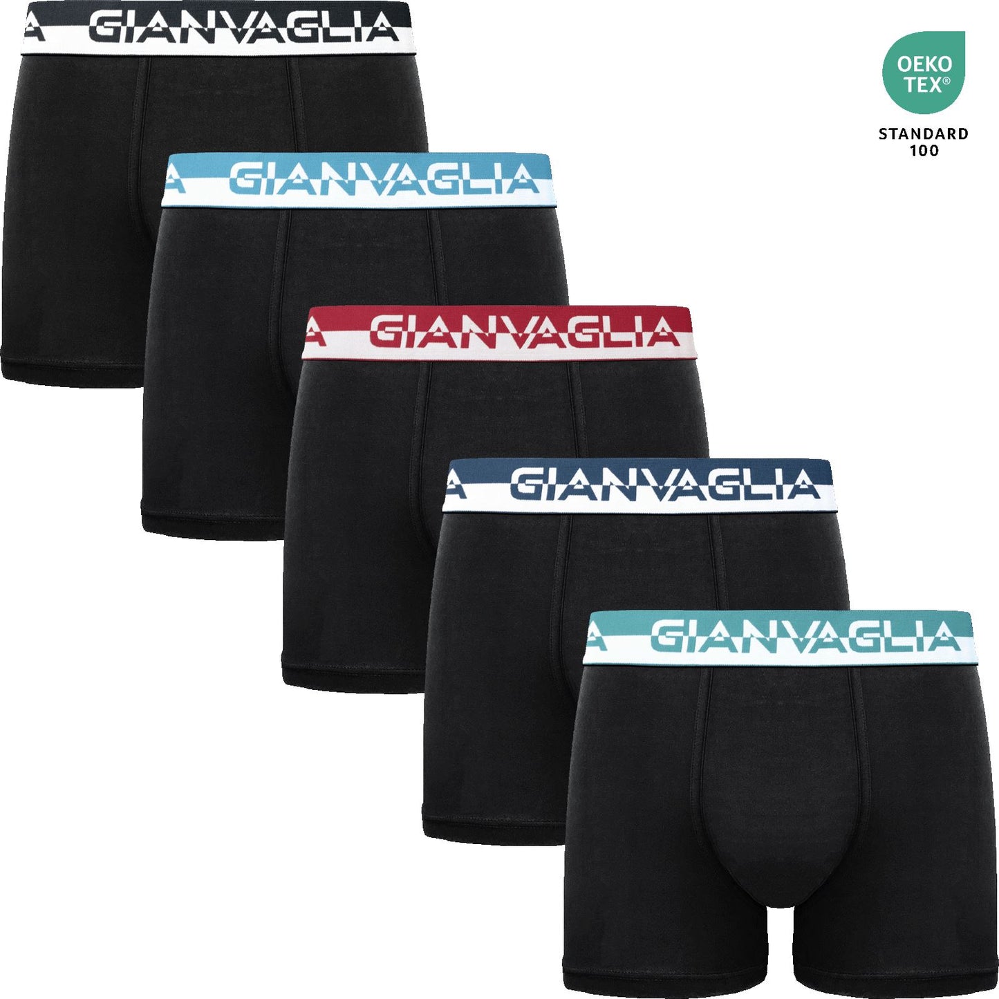Gianvaglia Deluxe Boxer Shorts (5 Pack) - Black/White