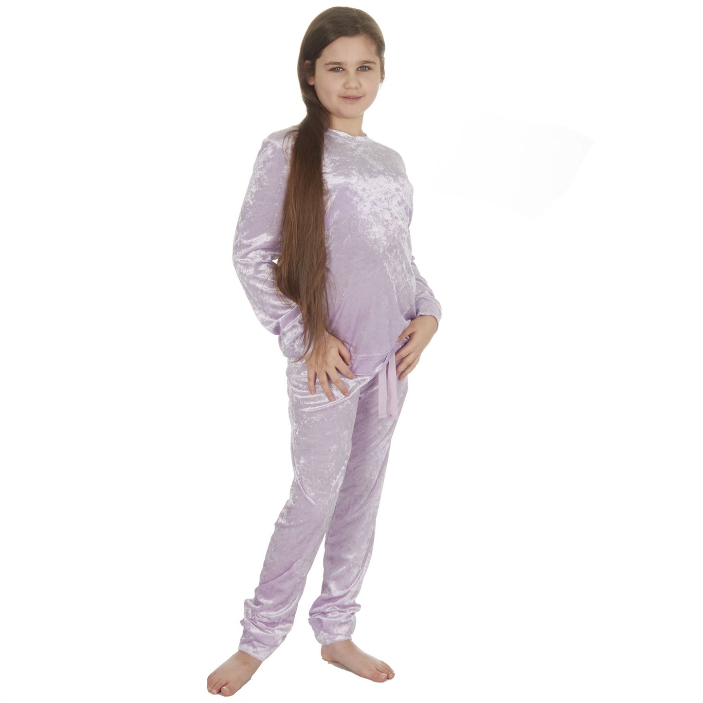 Forever Dreaming Girls Crushed Velvet Pyjamas - Lilac