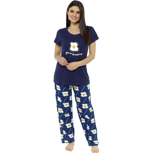 Follow That Dream Womens Have An Eggcellent Day Pyjama Set - Navy