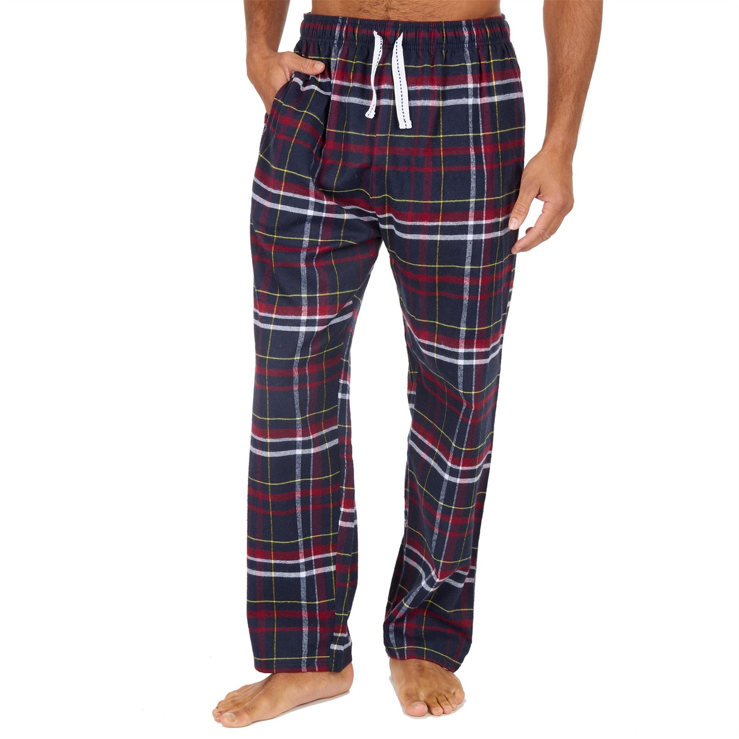 Cargo Bay Mens Check Flannel Lounge Pants - Burgundy