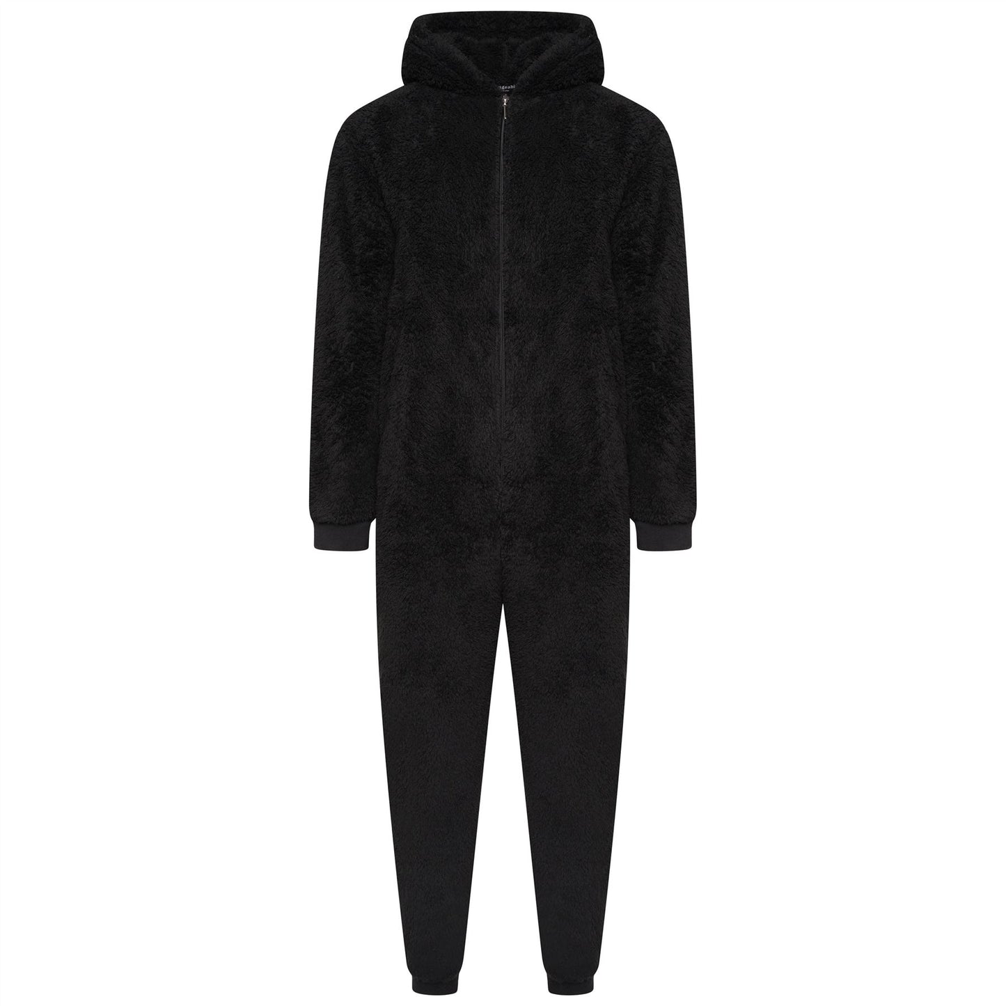 Loungeable Mens Sherpa Fleece Hooded Onesie - Black