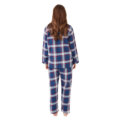 Indigo Sky Womens Check Print Brushed Cotton Pyjamas - Navy