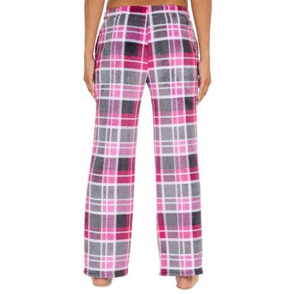 Forever Dreaming Womens Fleece Lounge Pants - Pink Check Forever Dreaming