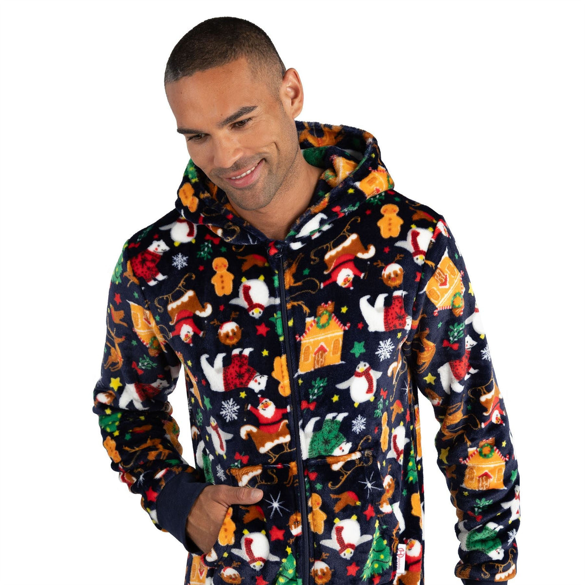 Huggable Hoodie Unisex Adult Christmas Fleece Onesie - Navy Huggable Hoodie