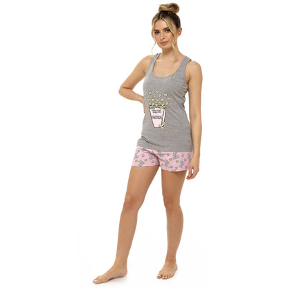 Follow That Dream Womens 'Whats Poppin' Pyjama Set - Grey/Print