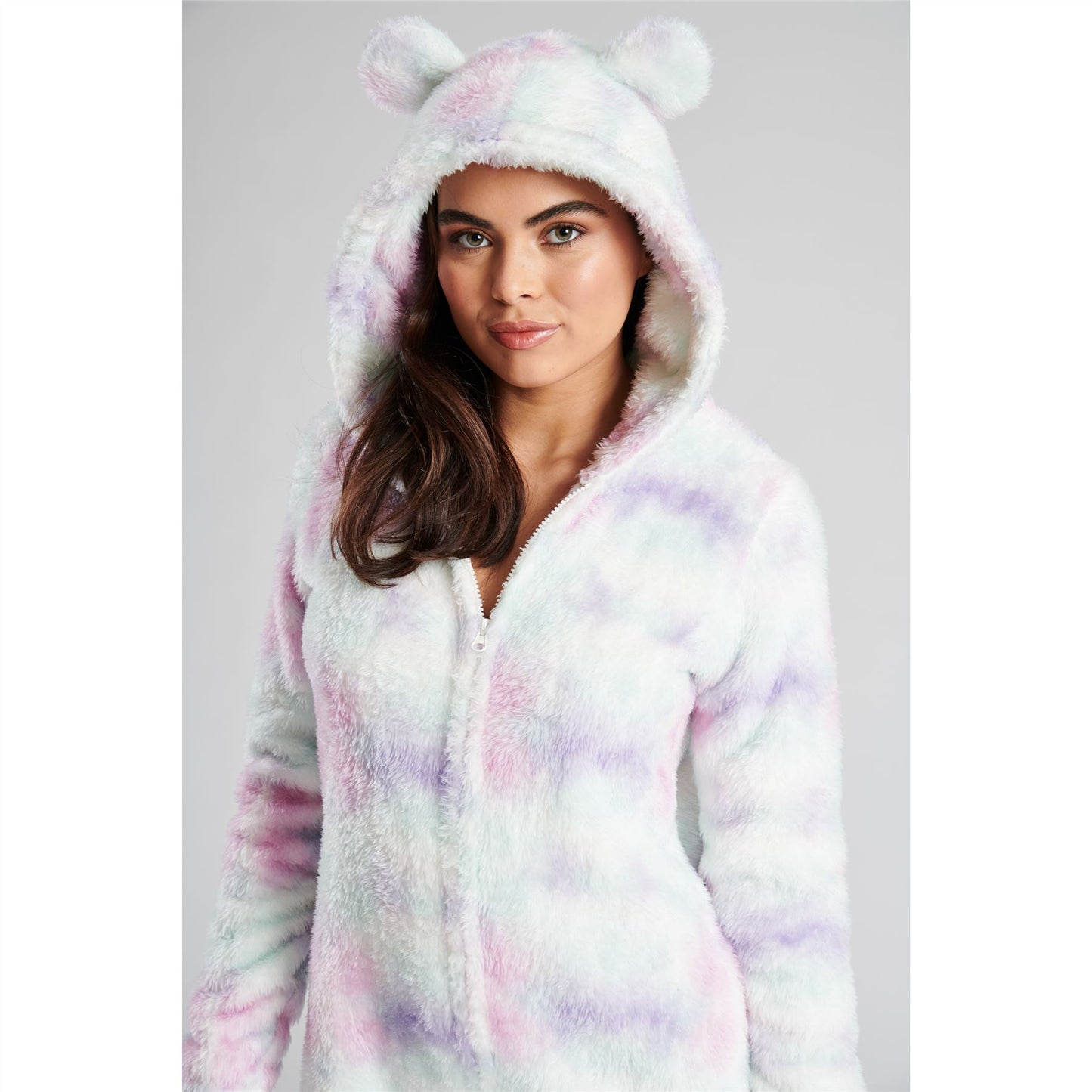Loungeable Womens Tie Dye Sherpa Fleece Onesie - Pastel