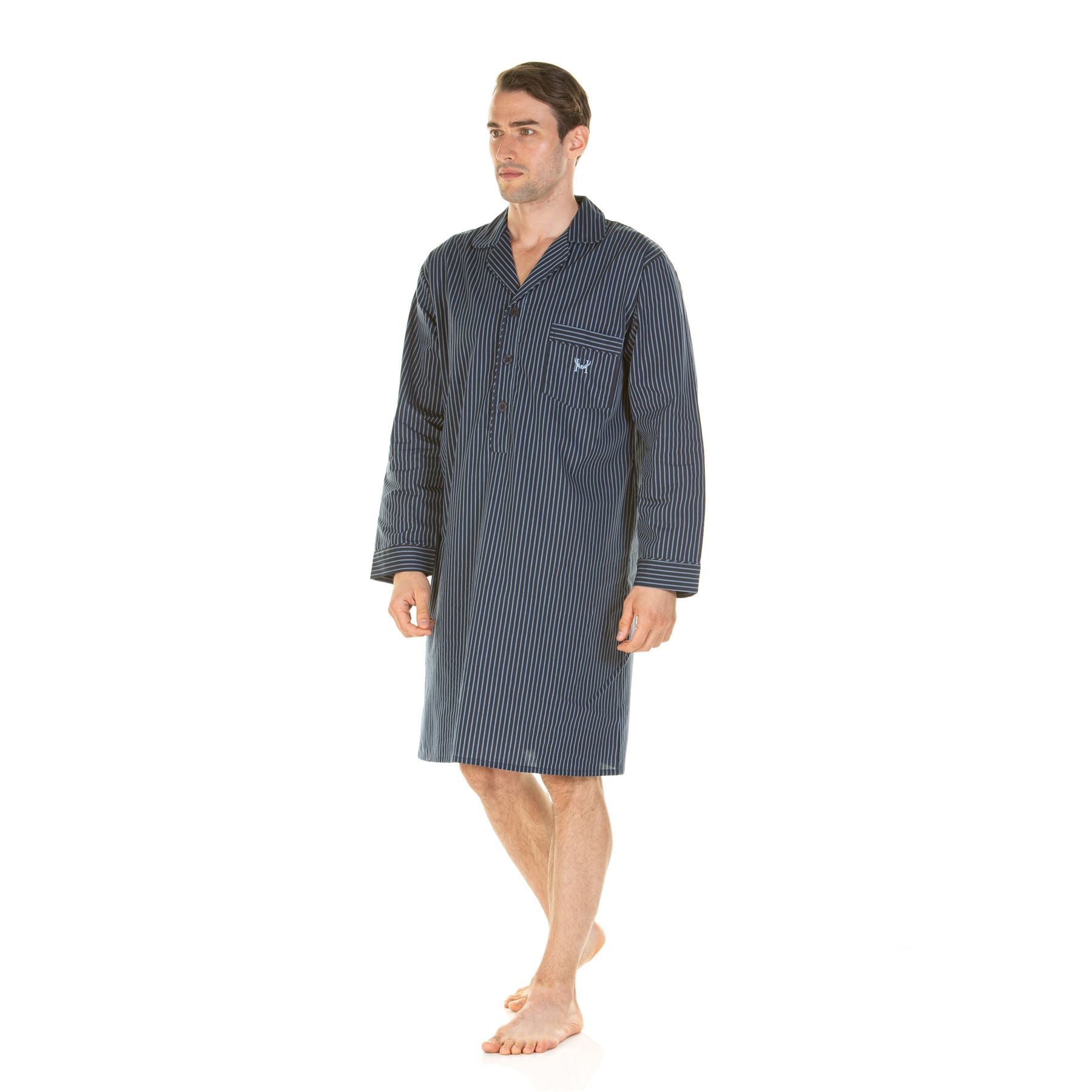 Haigman Mens Cotton Nightshirt - Dark Stripe Haigman