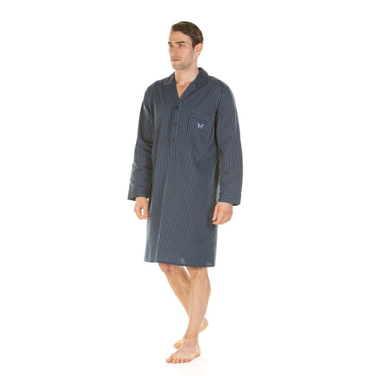 Haigman Mens Cotton Nightshirt - Dark Stripe Haigman