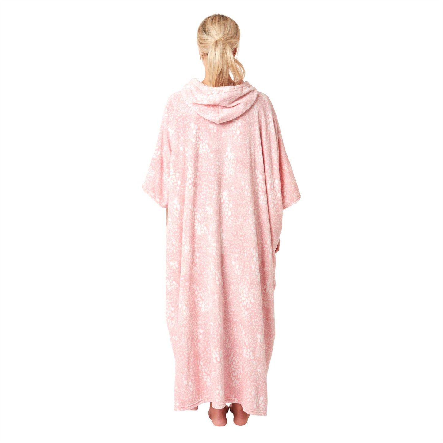 Indigo Sky Womens Fleece Animal Print Oversized Poncho - Pink
