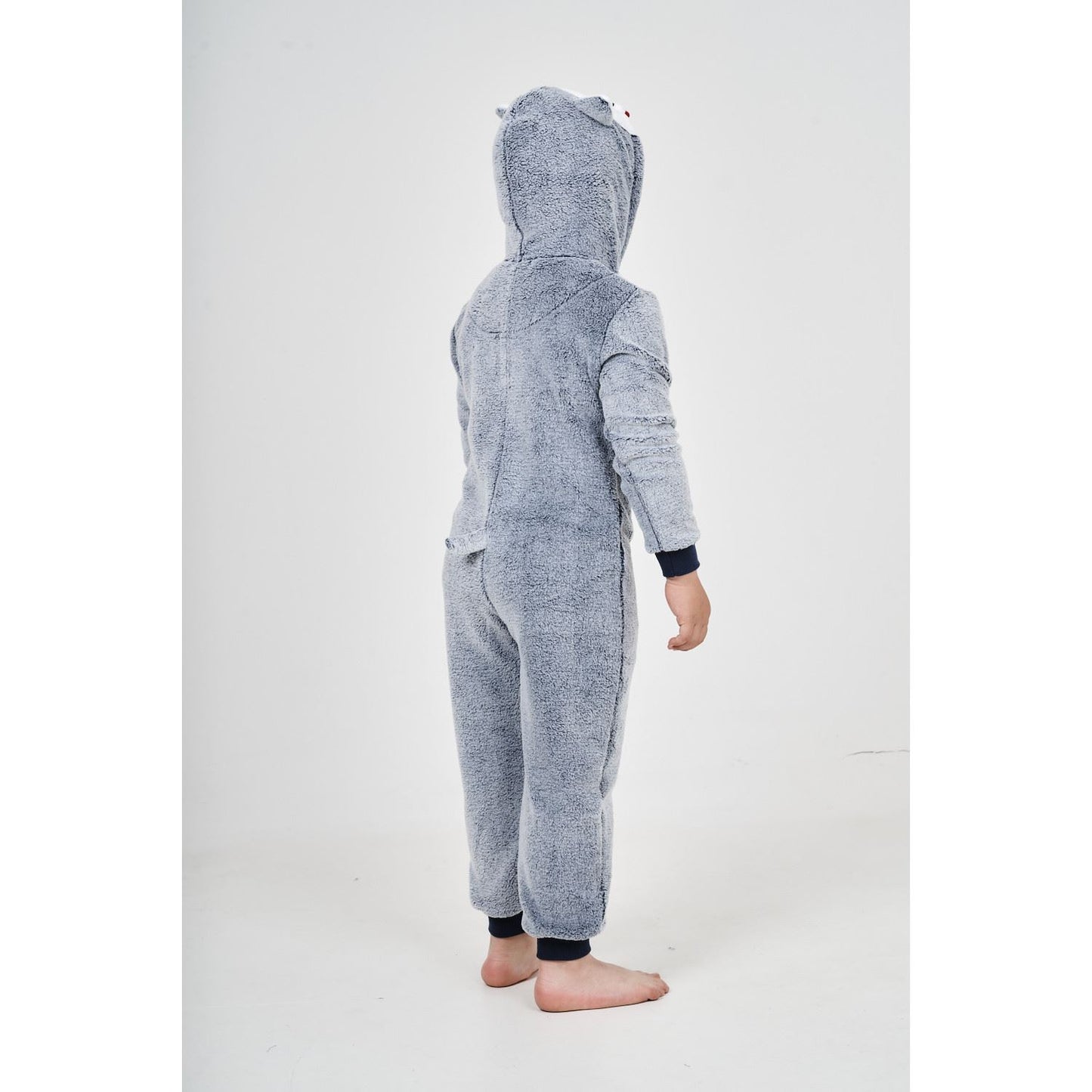 Nifty Kids Husky Dog Fleece Onesie - Blue/Grey