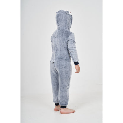Nifty Kids Husky Dog Fleece Onesie - Blue/Grey