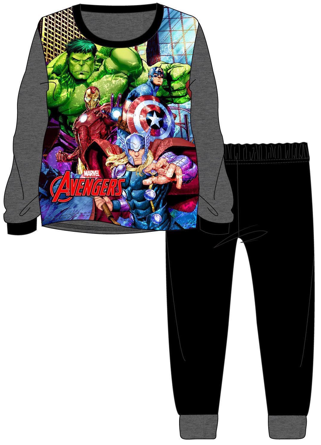 Boys Avengers Pyjamas - Grey/Black