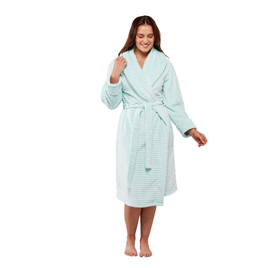 Wysteria Lane Womens Cut-Out Shawl Collar Fleece Robe - Aqua