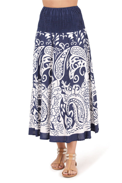 Pistachio Paisley Print Dress/Skirt - Navy