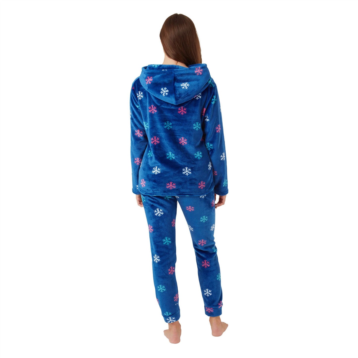 Indigo Sky Womens Snowflake Fleece Pyjamas - Navy