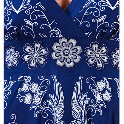 Pistachio All Over Floral Crossover Dress - Navy