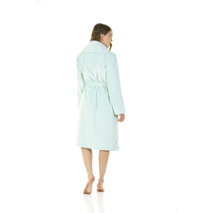 Wysteria Lane Womens Cut-Out Shawl Collar Fleece Robe - Aqua