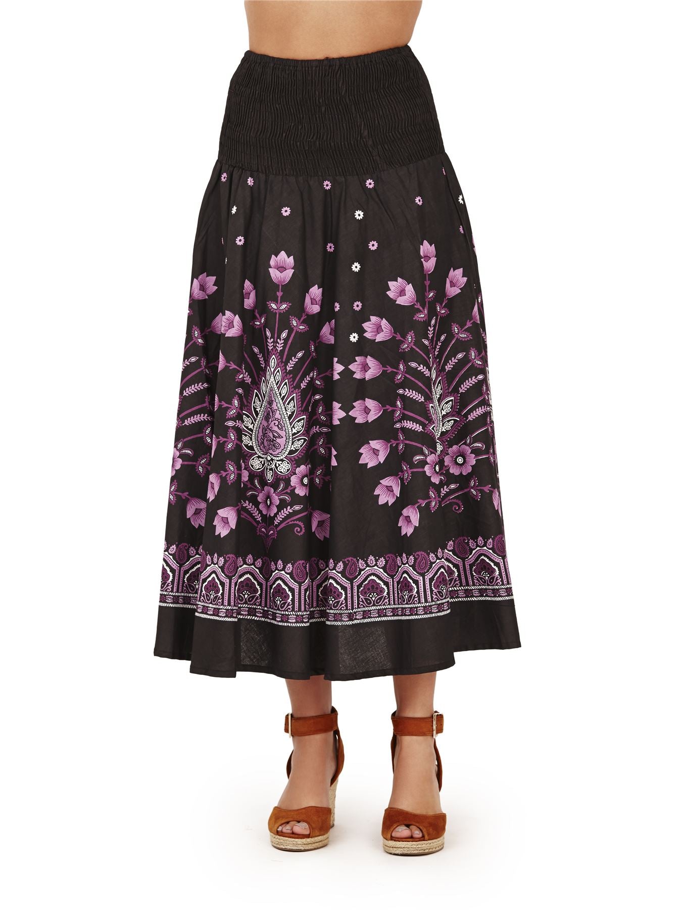 Pistachio Floral Print 2 in 1 Dress/Skirt - Black/Purple