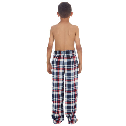 Cargo Bay Boys Fleece Lounge Pants - Burgundy Check