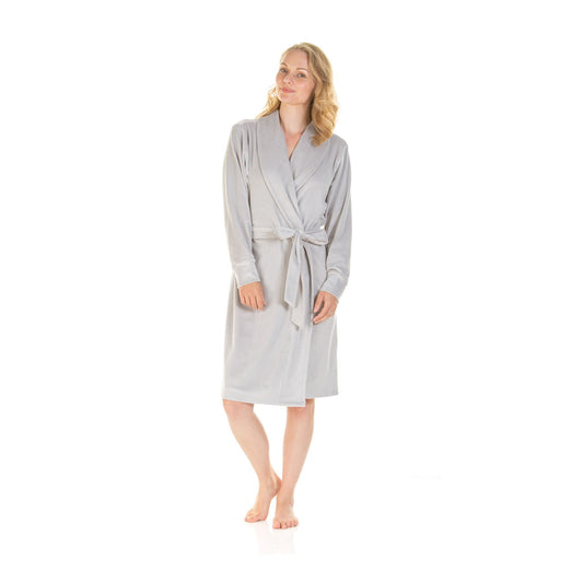 La Marquise Womens Velour Lounge Diamond Sequin Robe - Grey
