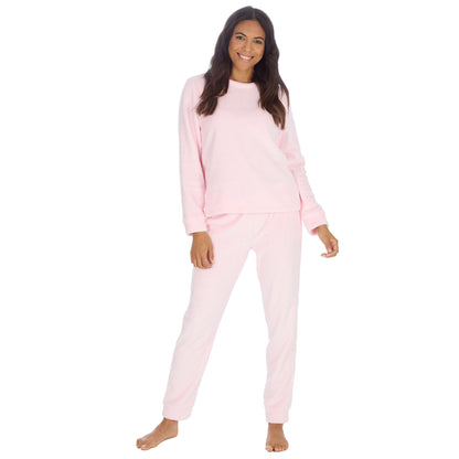 Forever Dreaming Womens Plush Fleece Pyjama Set - Baby Pink