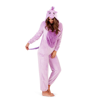Loungeable Womens Unicorn Fleece Onesie - Purple