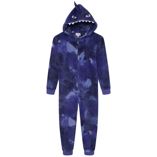 Nifty Kids Shark Fleece Onesie - Blue